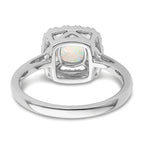 14k White Gold 1/4 carat Lab Grown Diamond VS/SI+ G+ October Birthstone Lab Created Opal Halo Ring