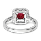 14k White Gold 1/4 carat Lab Grown Diamond VS/SI+ G+ July Birthstone Lab Created Ruby Halo Ring