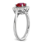 14k White Gold 1/4 carat Lab Grown Diamond VS/SI+ G+ July Birthstone Lab Created Ruby Halo Ring