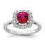 14k White Gold 1/4 carat Lab Grown Diamond VS/SI+ G+ July Birthstone Lab Created Ruby Halo Ring