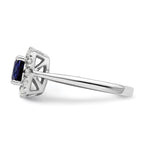 14k White Gold 1/4 carat Lab Grown Diamond VS/SI+ G+ September Birthstone Lab Created Blue Sapphire Halo Ring