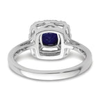 14k White Gold 1/4 carat Lab Grown Diamond VS/SI+ G+ September Birthstone Lab Created Blue Sapphire Halo Ring