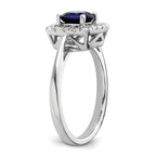14k White Gold 1/4 carat Lab Grown Diamond VS/SI+ G+ September Birthstone Lab Created Blue Sapphire Halo Ring