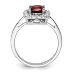 14k White Gold 1/4 carat Lab Grown Diamond VS/SI+ G+ January Birthstone Garnet Halo Ring