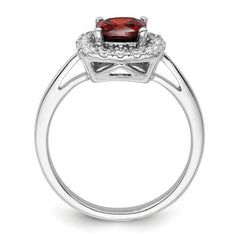 14k White Gold 1/4 carat Lab Grown Diamond VS/SI+ G+ January Birthstone Garnet Halo Ring