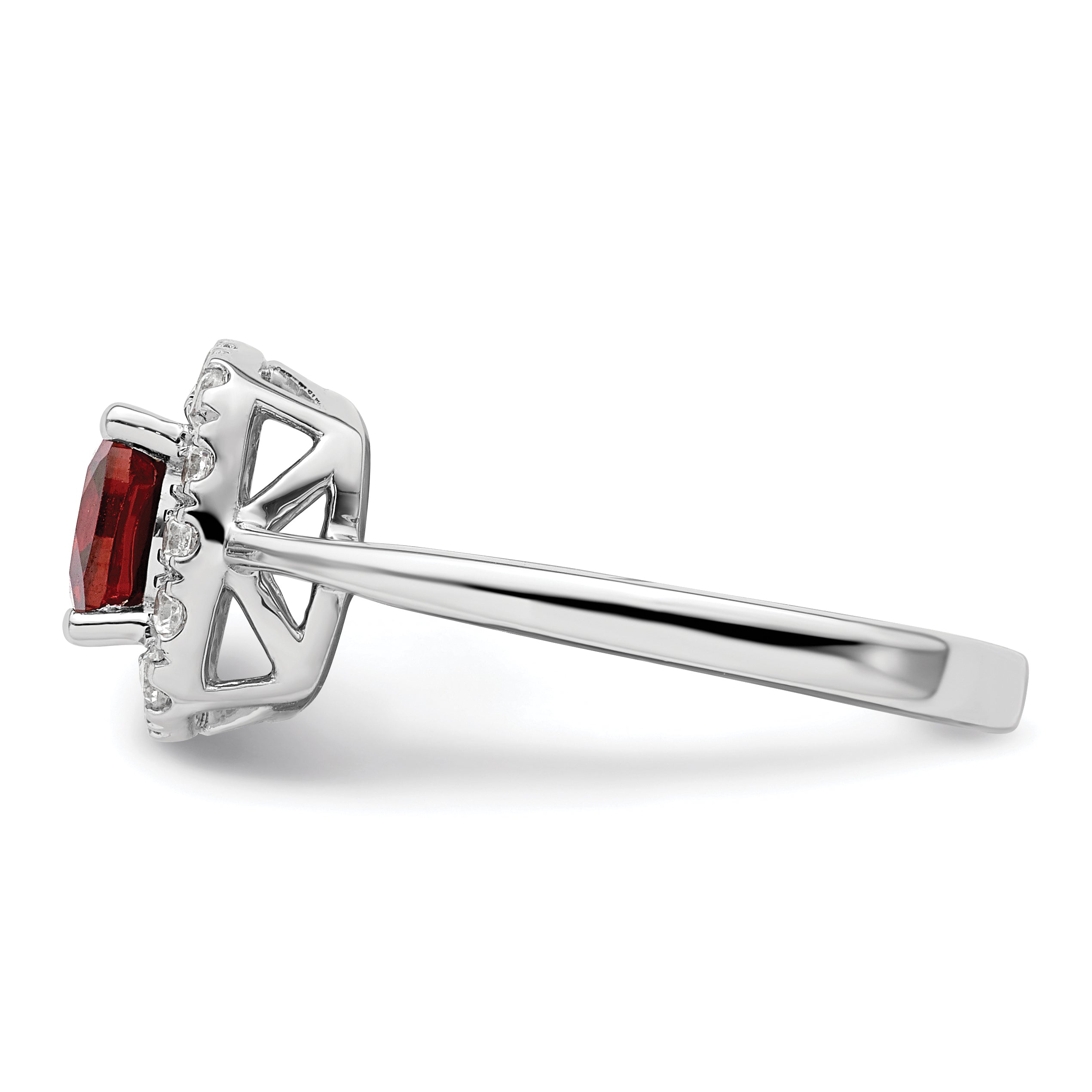 14k White Gold 1/4 carat Lab Grown Diamond VS/SI+ G+ January Birthstone Garnet Halo Ring