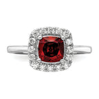 14k White Gold 1/4 carat Lab Grown Diamond VS/SI+ G+ January Birthstone Garnet Halo Ring