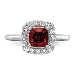 14k White Gold 1/4 carat Lab Grown Diamond VS/SI+ G+ January Birthstone Garnet Halo Ring