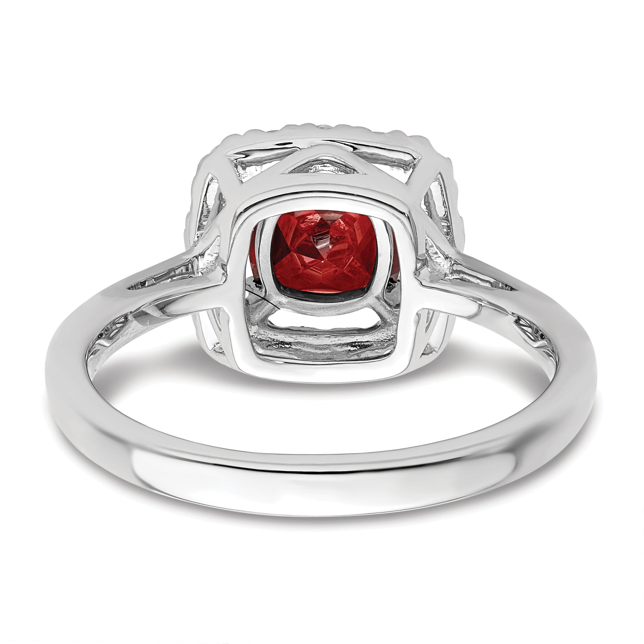 14k White Gold 1/4 carat Lab Grown Diamond VS/SI+ G+ January Birthstone Garnet Halo Ring