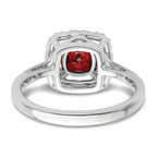 14k White Gold 1/4 carat Lab Grown Diamond VS/SI+ G+ January Birthstone Garnet Halo Ring