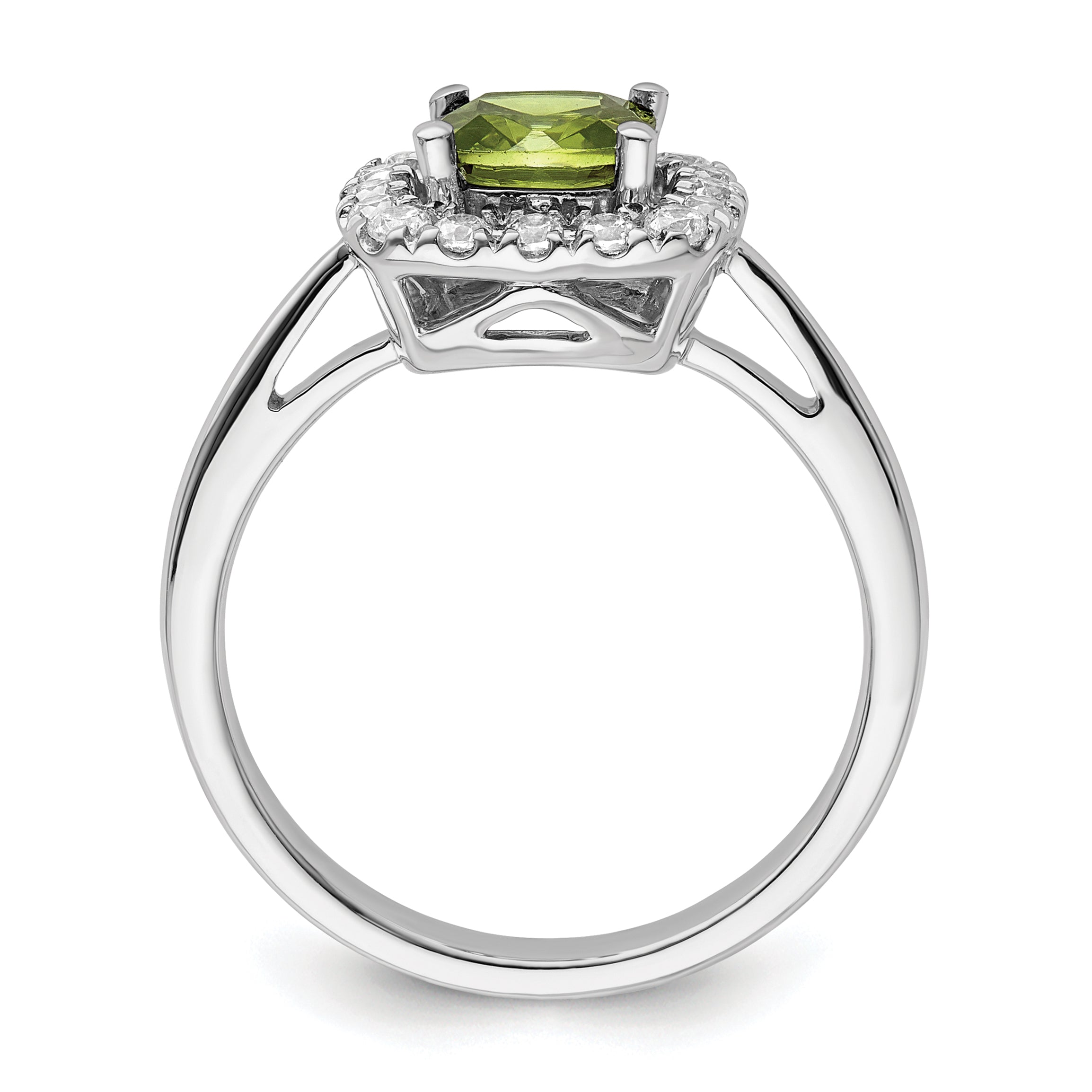 14k White Gold 1/4 carat Lab Grown Diamond VS/SI+ G+ August Birthstone Peridot Halo Ring Secondary image