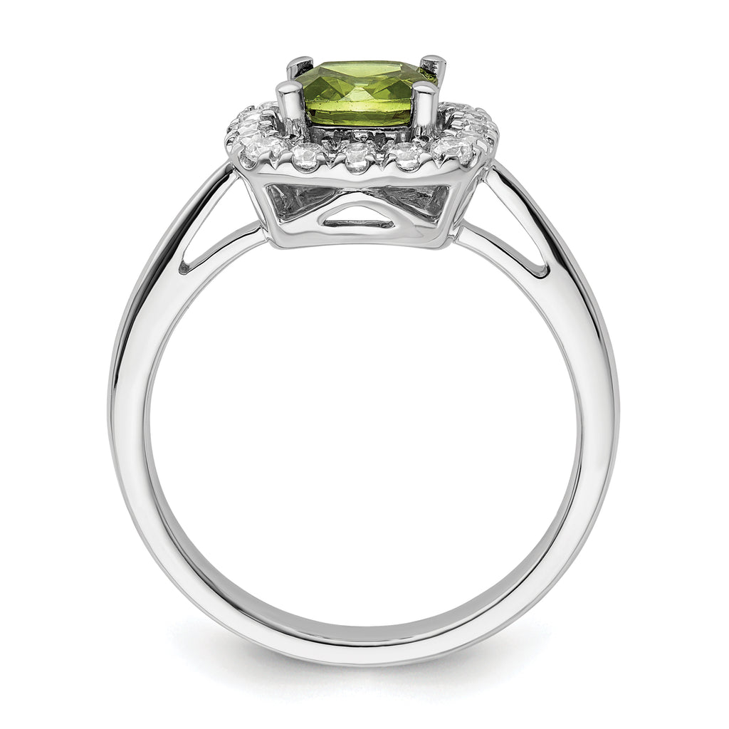 14k White Gold 1/4 carat Lab Grown Diamond VS/SI+ G+ August Birthstone Peridot Halo Ring