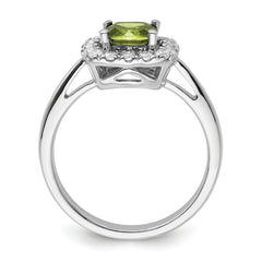 14k White Gold 1/4 carat Lab Grown Diamond VS/SI+ G+ August Birthstone Peridot Halo Ring