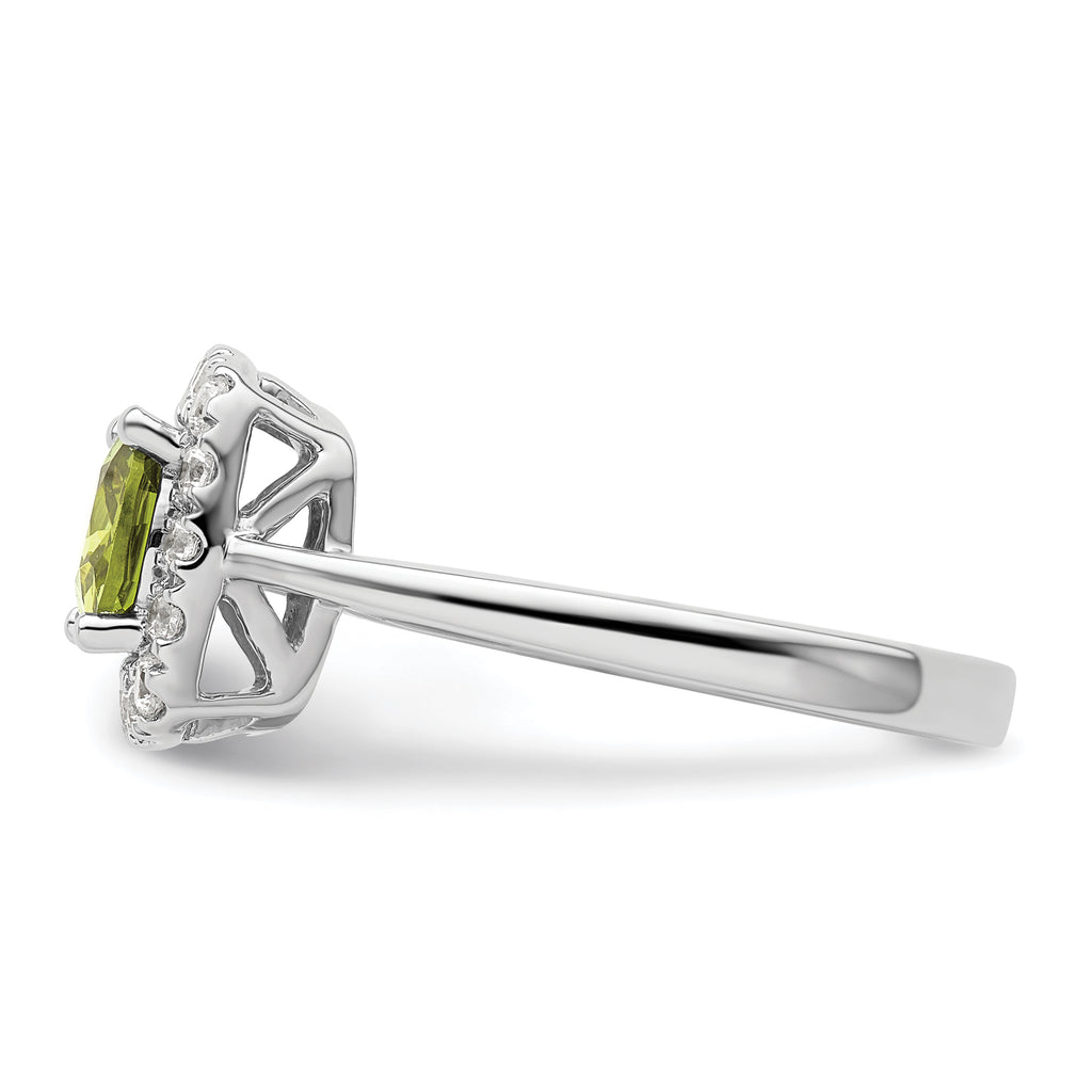 14k White Gold 1/4 carat Lab Grown Diamond VS/SI+ G+ August Birthstone Peridot Halo Ring