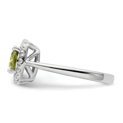14k White Gold 1/4 carat Lab Grown Diamond VS/SI+ G+ August Birthstone Peridot Halo Ring