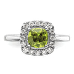 14k White Gold 1/4 carat Lab Grown Diamond VS/SI+ G+ August Birthstone Peridot Halo Ring