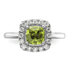 14k White Gold 1/4 carat Lab Grown Diamond VS/SI+ G+ August Birthstone Peridot Halo Ring