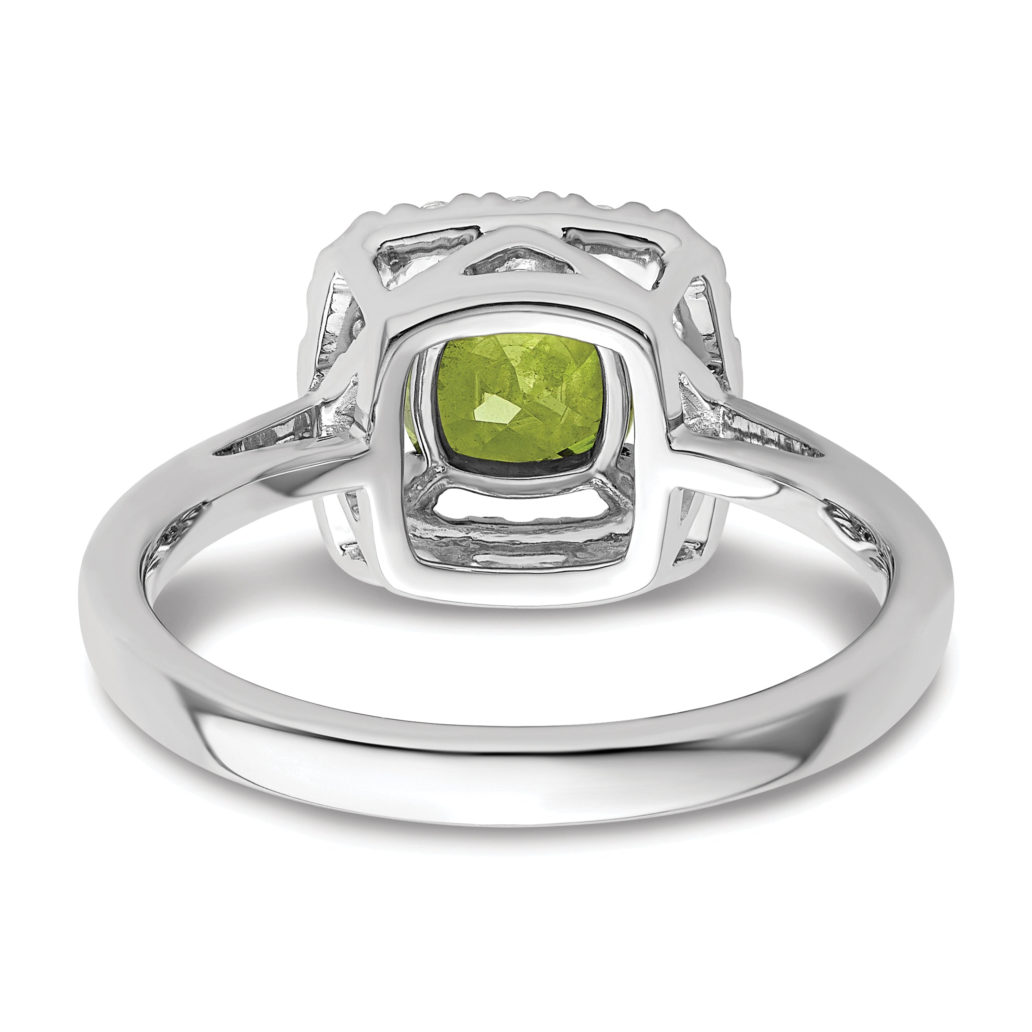 14k White Gold 1/4 carat Lab Grown Diamond VS/SI+ G+ August Birthstone Peridot Halo Ring