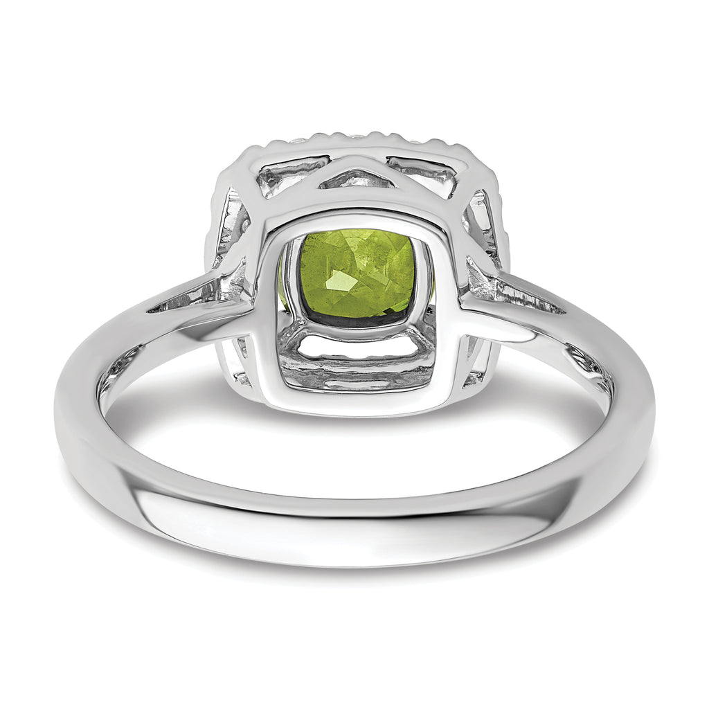 14k White Gold 1/4 carat Lab Grown Diamond VS/SI+ G+ August Birthstone Peridot Halo Ring