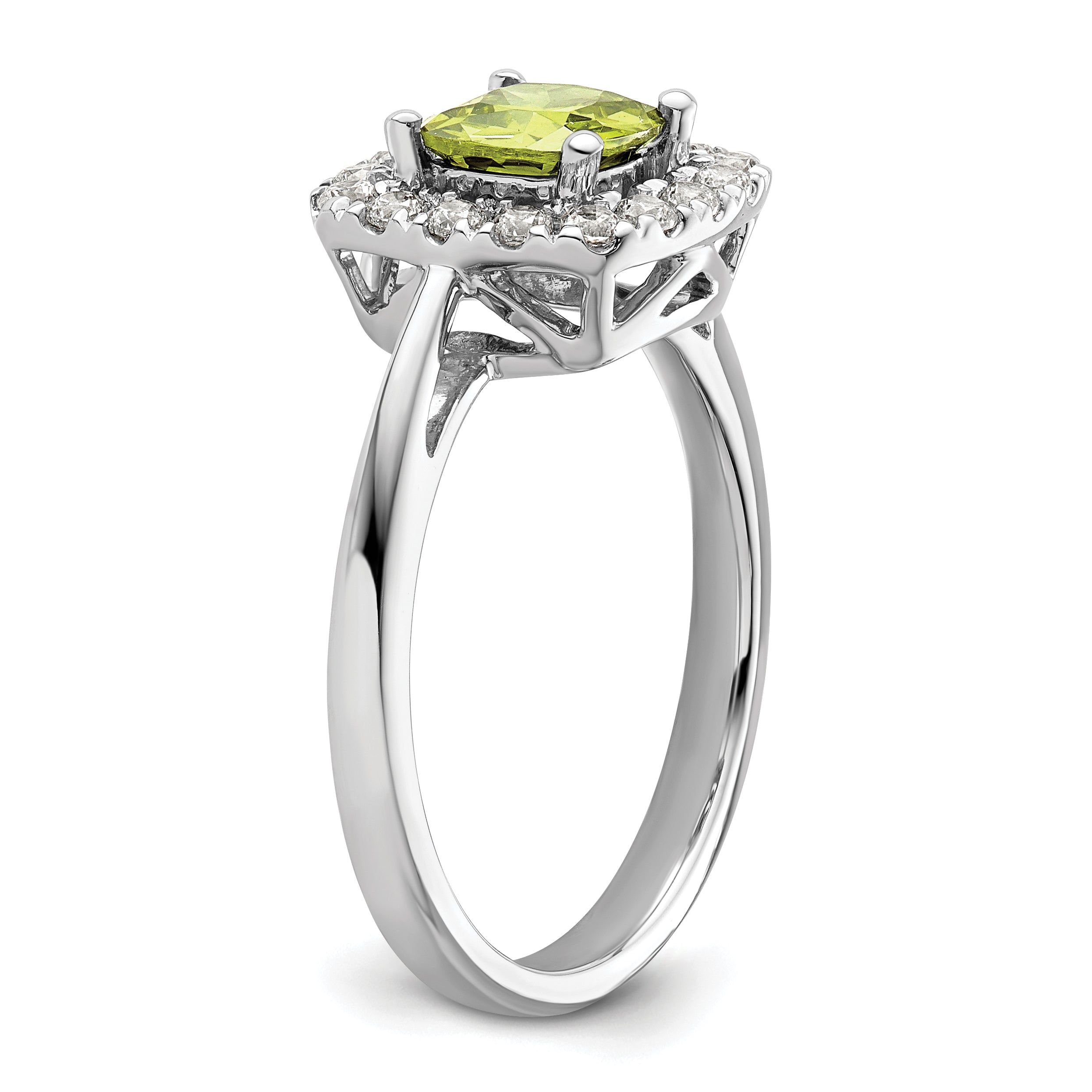 14k White Gold 1/4 carat Lab Grown Diamond VS/SI+ G+ August Birthstone Peridot Halo Ring