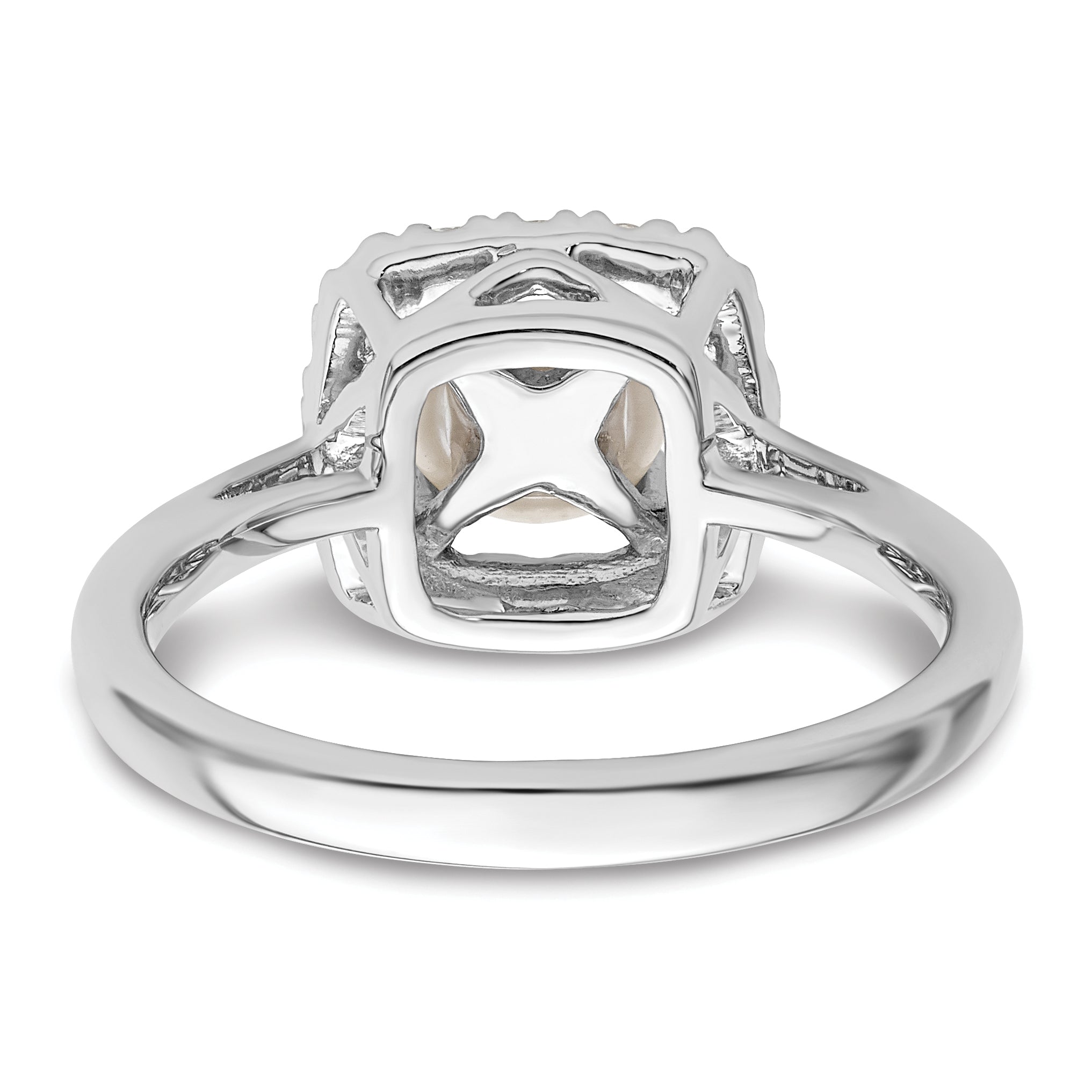 14k White Gold 1/4 carat Lab Grown Diamond VS/SI+ G+ June Birthstone Freshwater Cultered Pearl Halo Ring