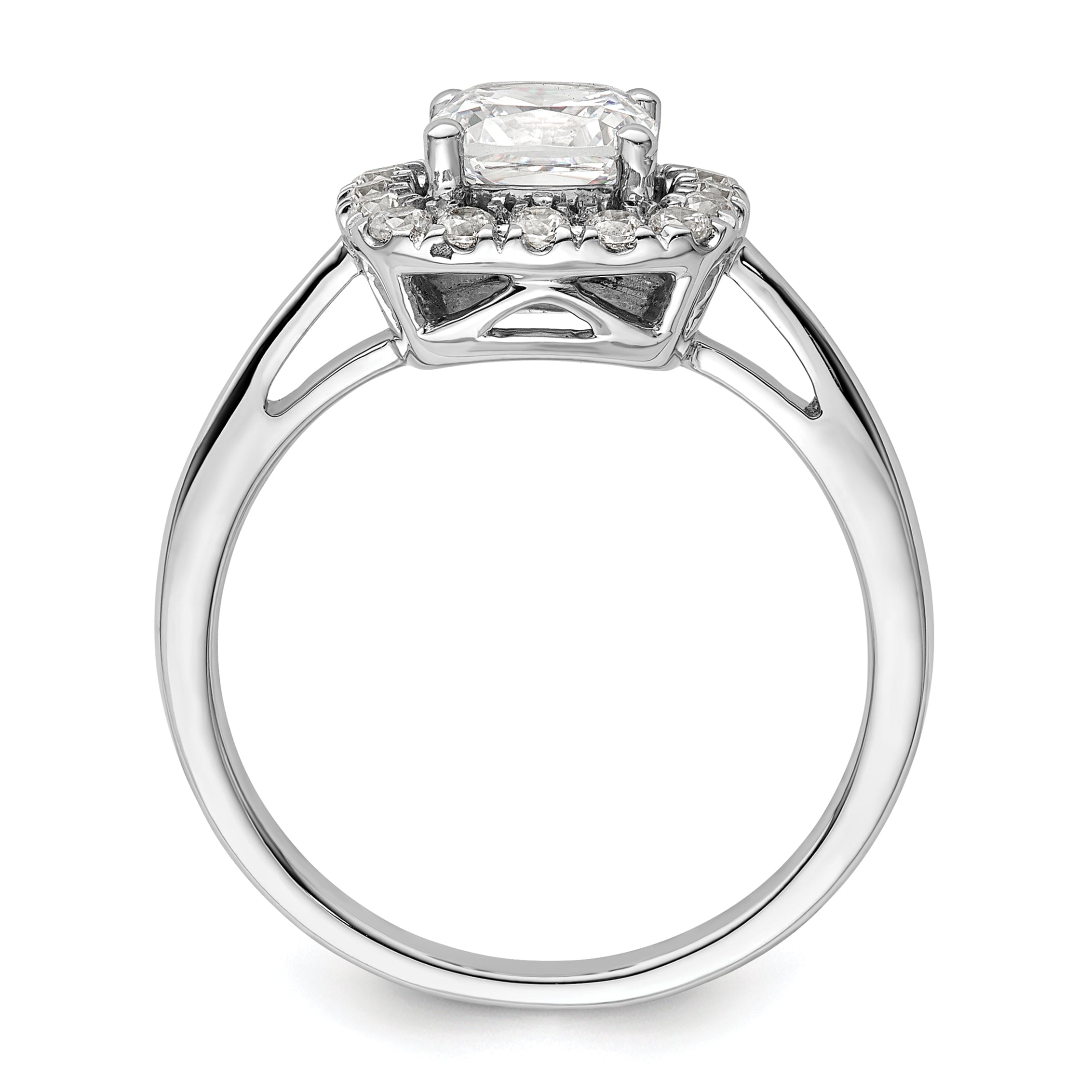 14k White Gold 1/4 carat Lab Grown Diamond VS/SI+ G+ April Birthstone White Sapphire Halo Ring Secondary image