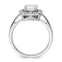 14k White Gold 1/4 carat Lab Grown Diamond VS/SI+ G+ April Birthstone White Sapphire Halo Ring