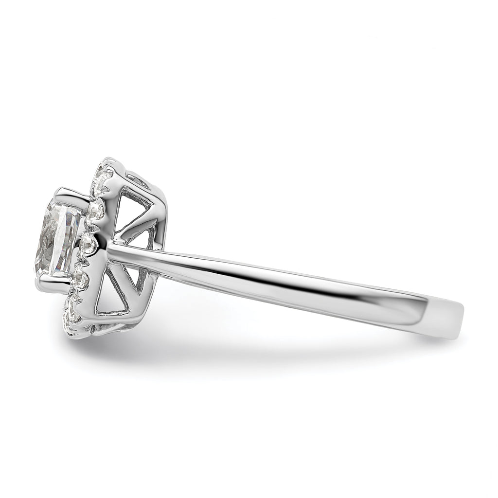 14k White Gold 1/4 carat Lab Grown Diamond VS/SI+ G+ April Birthstone White Sapphire Halo Ring