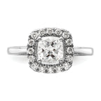 14k White Gold 1/4 carat Lab Grown Diamond VS/SI+ G+ April Birthstone White Sapphire Halo Ring