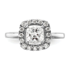 14k White Gold 1/4 carat Lab Grown Diamond VS/SI+ G+ April Birthstone White Sapphire Halo Ring