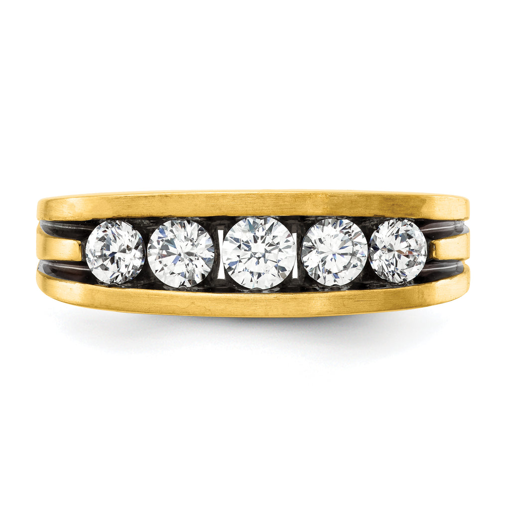 14k with Black Rhodium 1 carat Lab Grown Diamond VS/SI+ G+ Complete Men's Ring