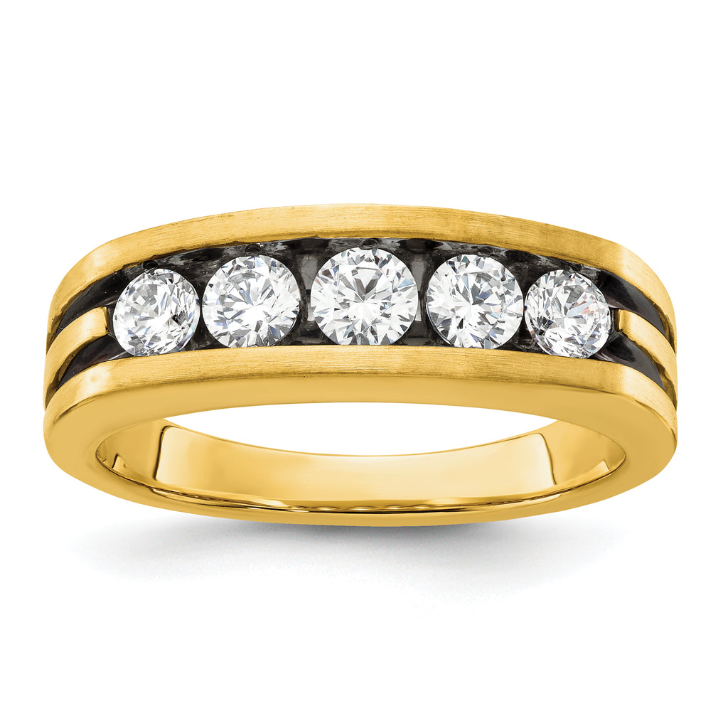 14k with Black Rhodium 1 carat Lab Grown Diamond VS/SI+ G+ Complete Men's Ring