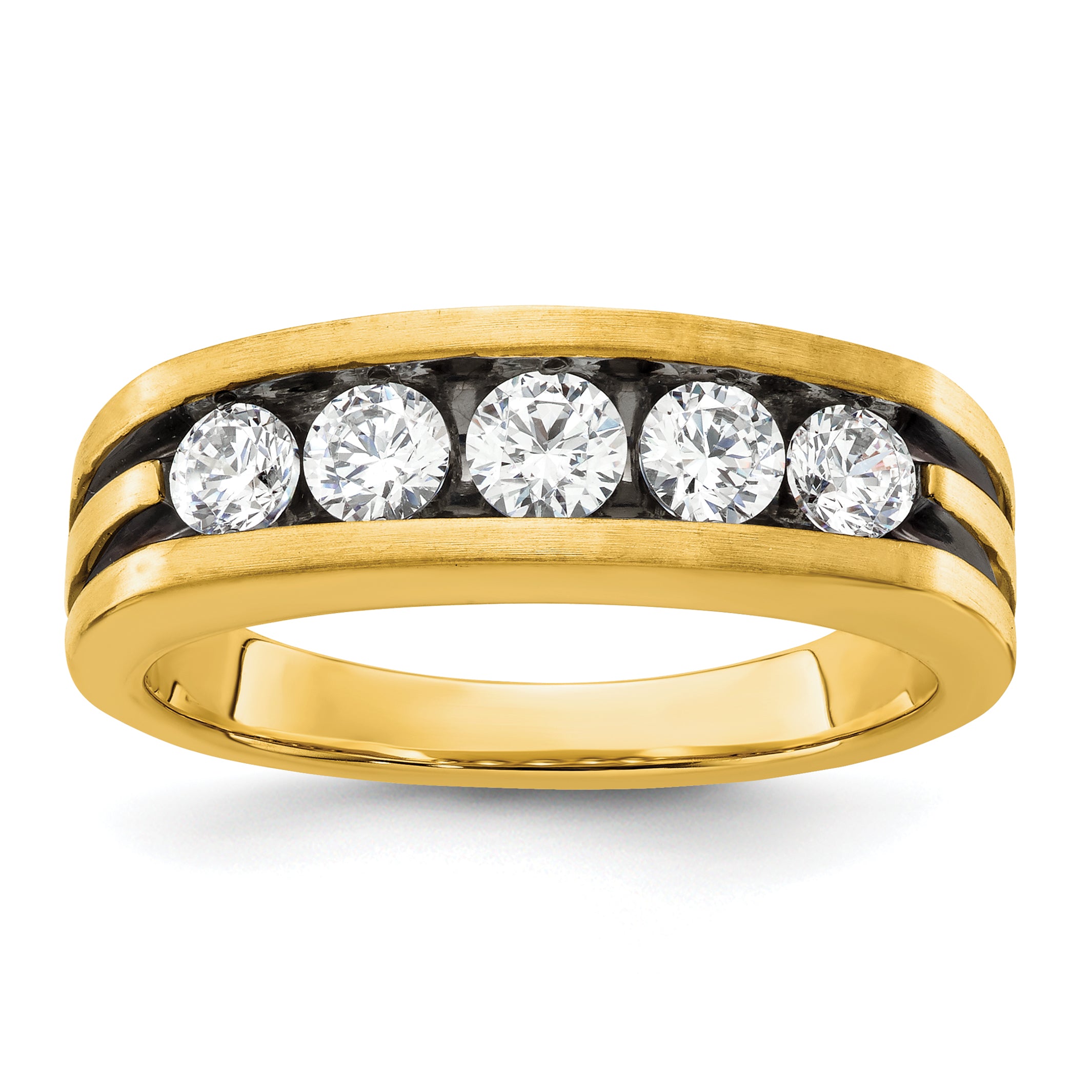 14k with Black Rhodium 1 carat Lab Grown Diamond VS/SI+ G+ Complete Men's Ring