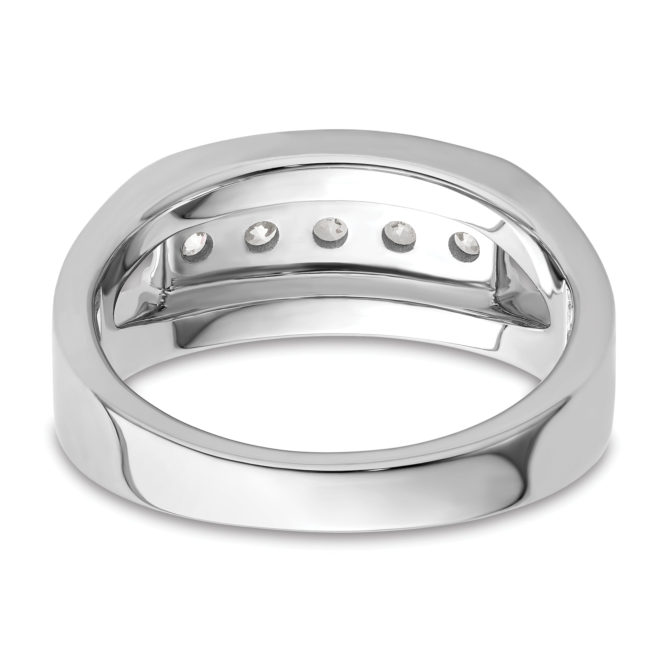 14k White Gold 1/2 carat Lab Grown Diamond VS/SI+ G+ Five Stone Complete Men's Ring