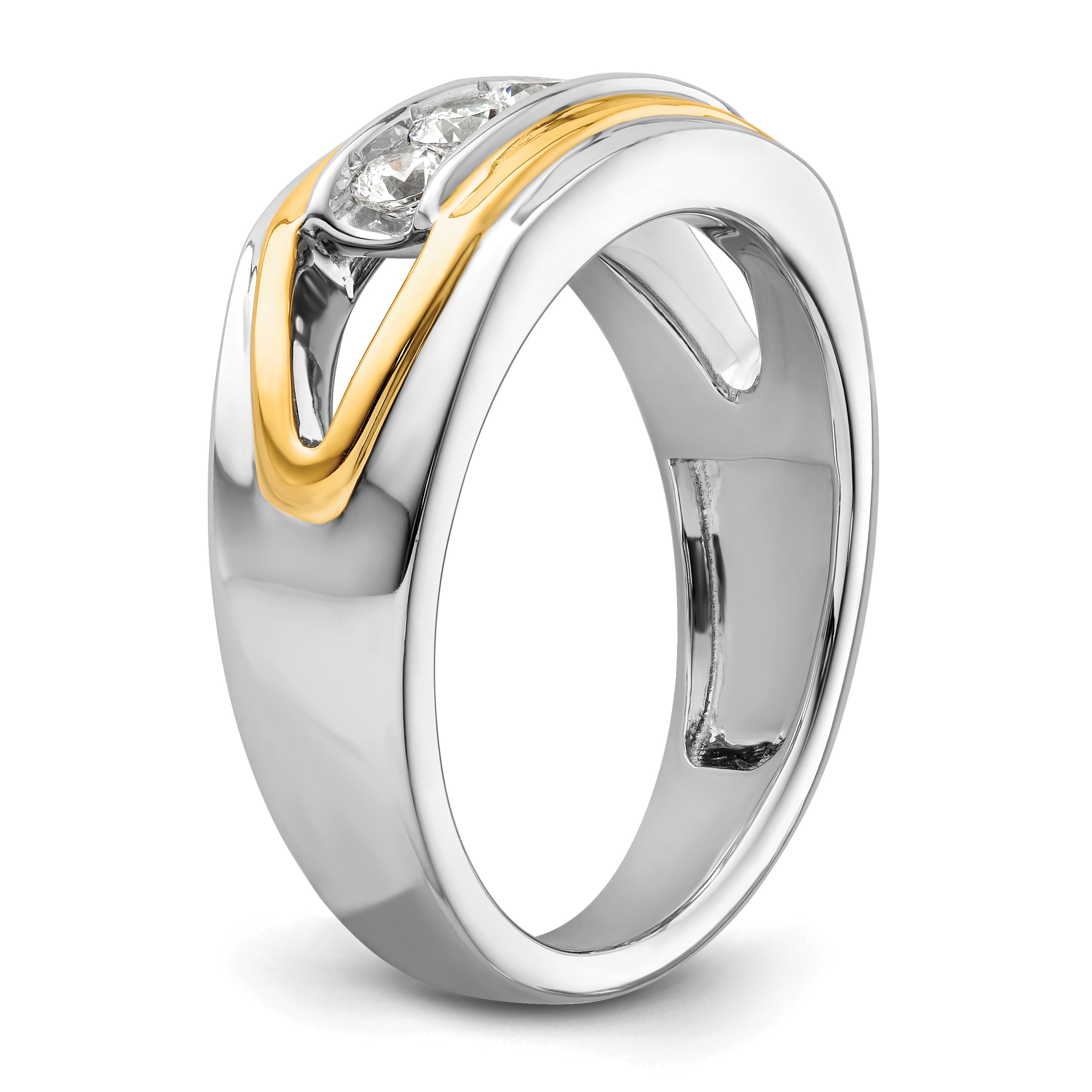 14k White Gold 1/2 carat Lab Grown Diamond VS/SI+ G+ Five Stone Complete Men's Ring