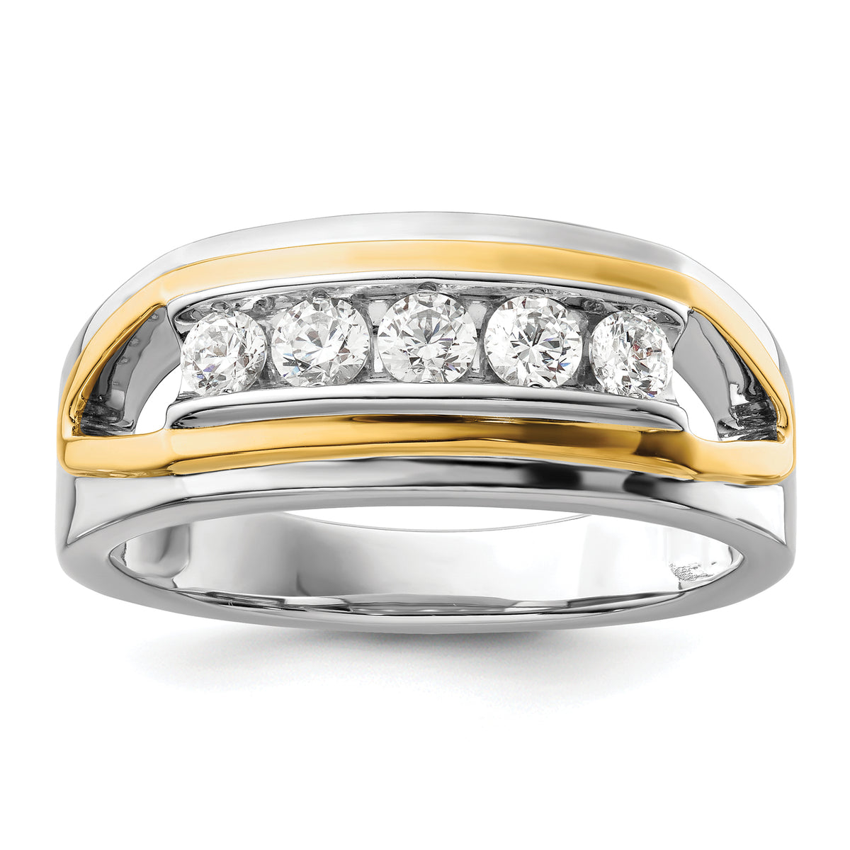 14k White Gold 1/2 carat Lab Grown Diamond VS/SI+ G+ Five Stone Complete Men's Ring