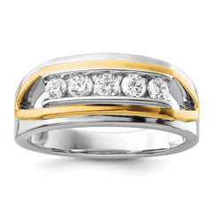 14k White Gold 1/2 carat Lab Grown Diamond VS/SI+ G+ Five Stone Complete Men's Ring