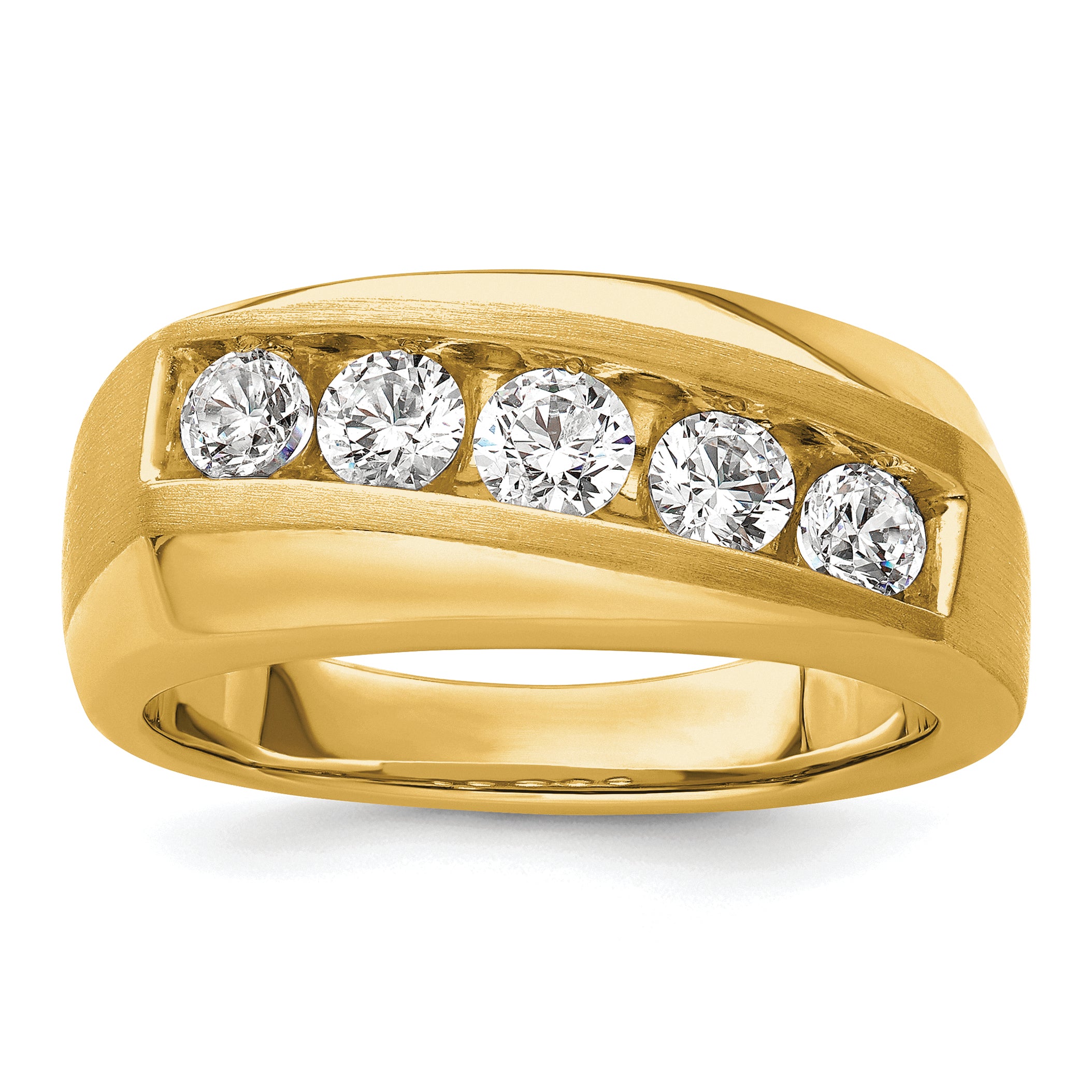 10k 1 carat Lab Grown Diamond VS/SI+ G+ Five Stone Complete Men's Ring Main image