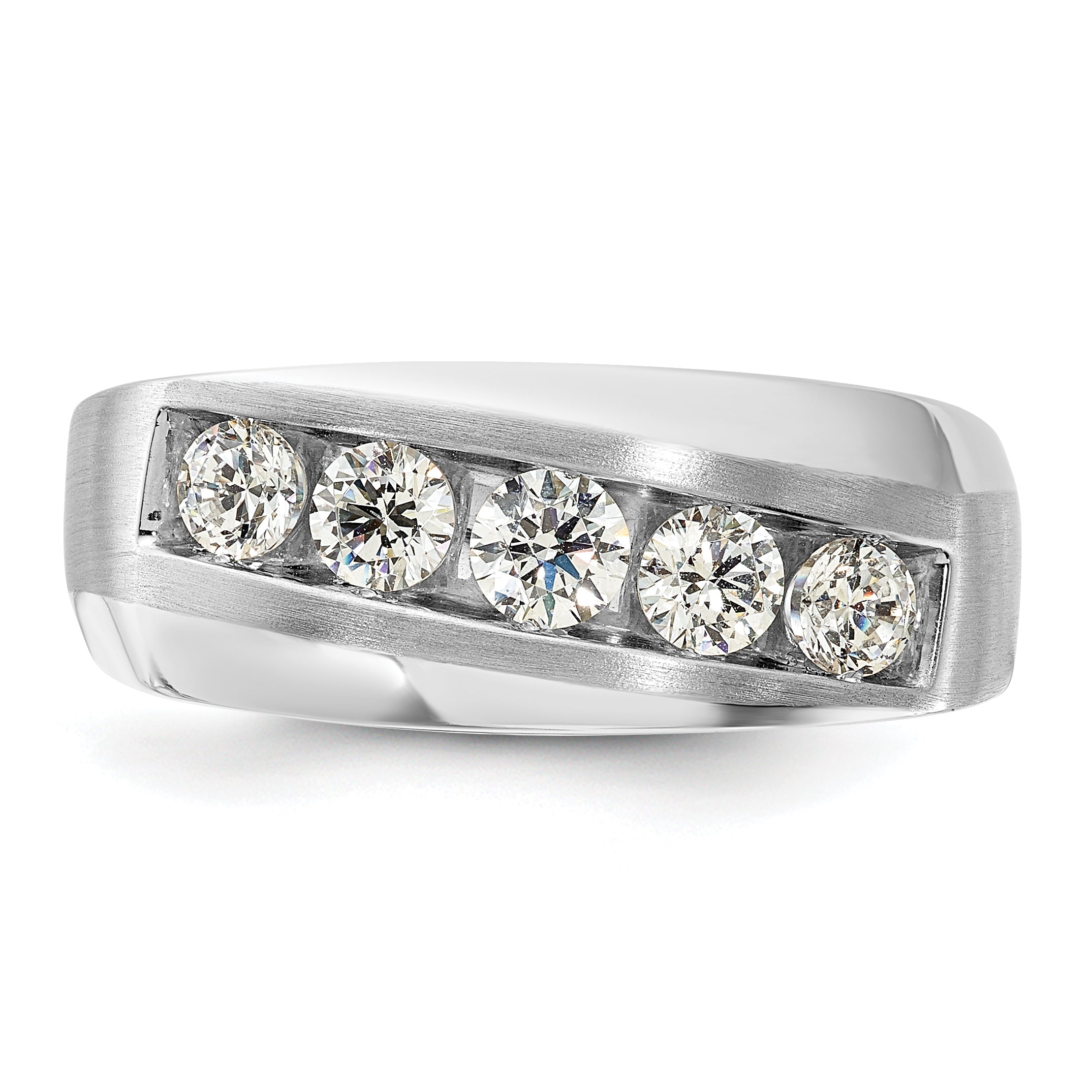 10k White Gold 1 carat Lab Grown Diamond VS/SI+ G+ Five Stone Complete Men's Ring