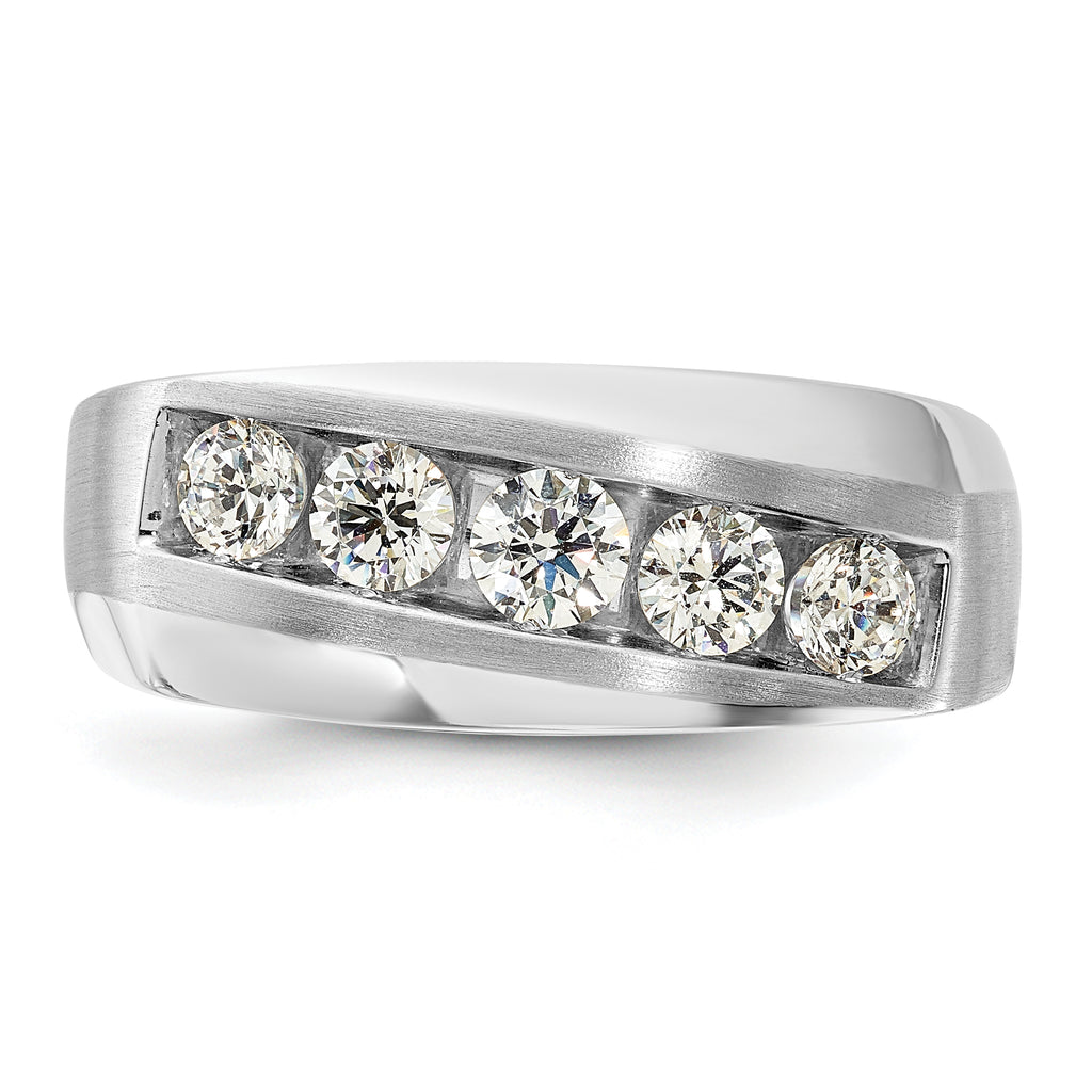 10k White Gold 1 carat Lab Grown Diamond VS/SI+ G+ Five Stone Complete Men's Ring
