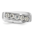 10k White Gold 1 carat Lab Grown Diamond VS/SI+ G+ Five Stone Complete Men's Ring