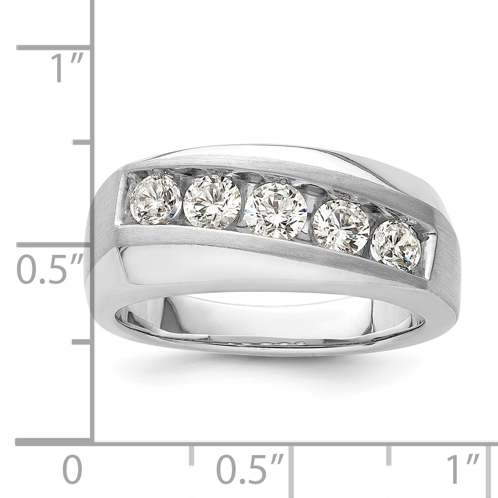 10k White Gold 1 carat Lab Grown Diamond VS/SI+ G+ Five Stone Complete Men's Ring