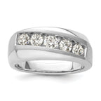 10k White Gold 1 carat Lab Grown Diamond VS/SI+ G+ Five Stone Complete Men's Ring