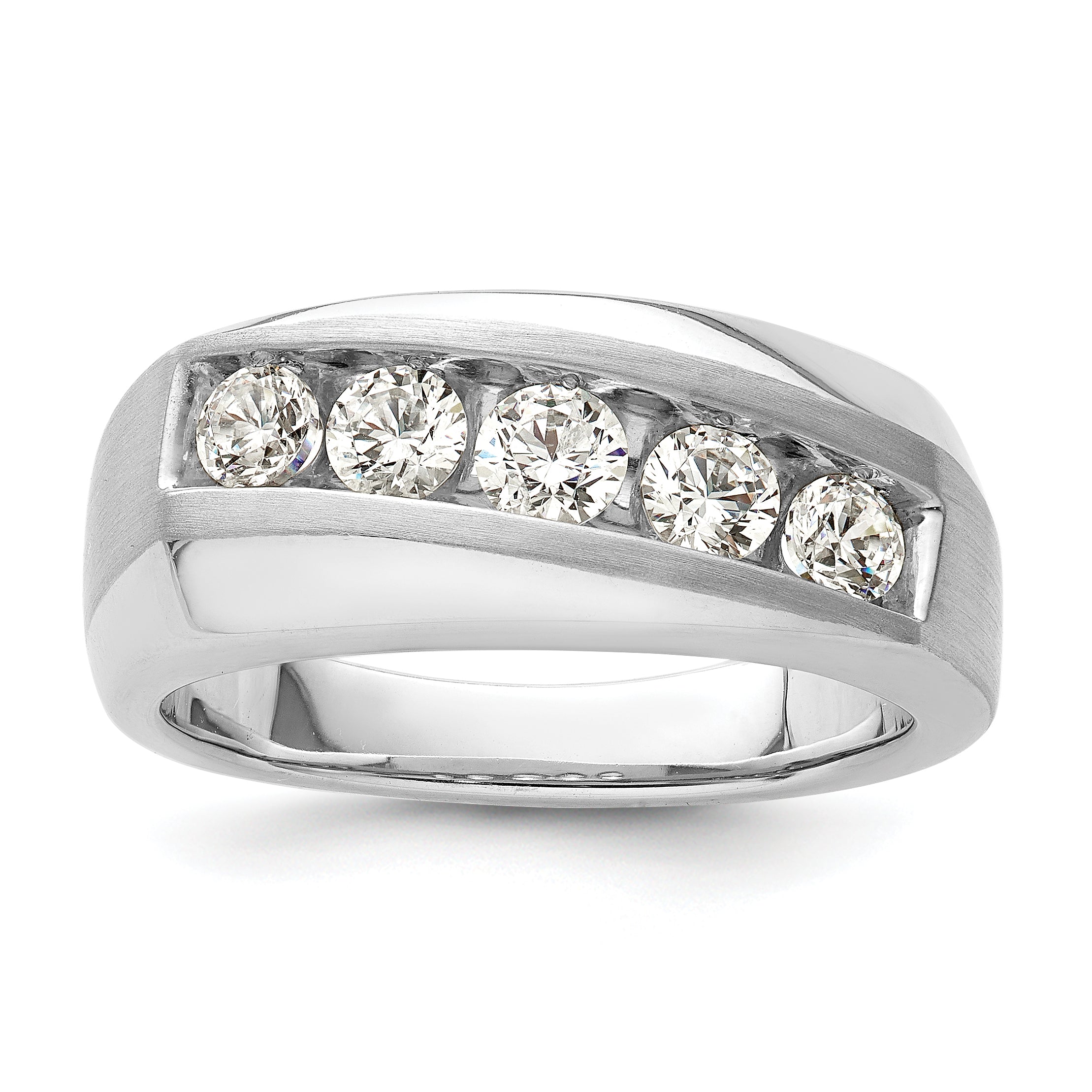 10k White Gold 1 carat Lab Grown Diamond VS/SI+ G+ Five Stone Complete Men's Ring