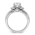 14k White Gold 3/8 carat Lab Grown Diamond VS/SI+ G+ 1 carat Center Round Semi Mount Shared Prong Engagement Ring