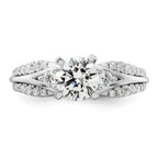 14k White Gold 3/8 carat Lab Grown Diamond VS/SI+ G+ 1 carat Center Round Semi Mount Shared Prong Engagement Ring