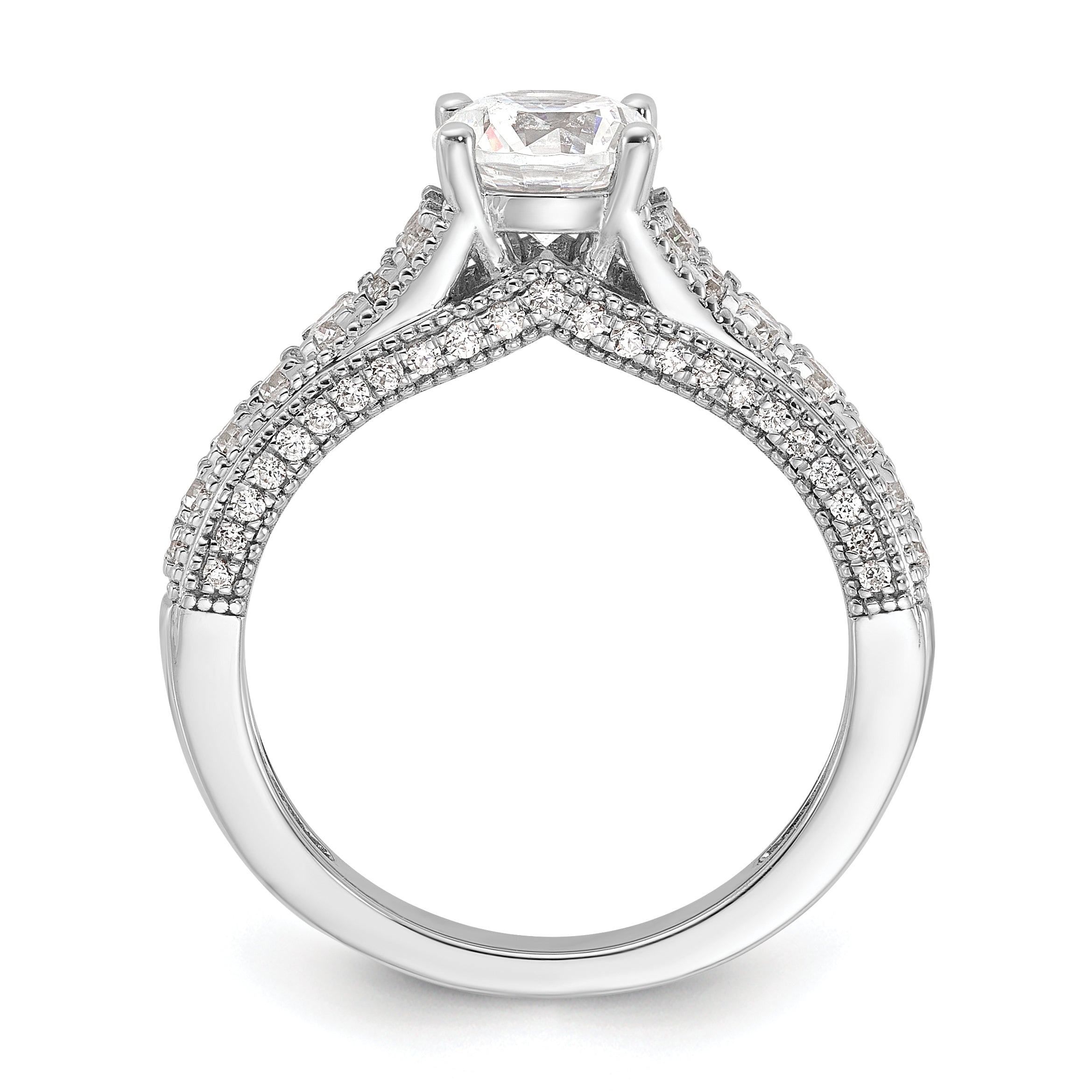 14k White Gold 1 5/8 carat Certified Lab Grown Diamond VS/SI+ G+ Round Complete Engagement Ring