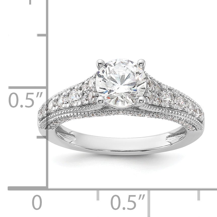 14k White Gold 1 5/8 carat Certified Lab Grown Diamond VS/SI+ G+ Round Complete Engagement Ring