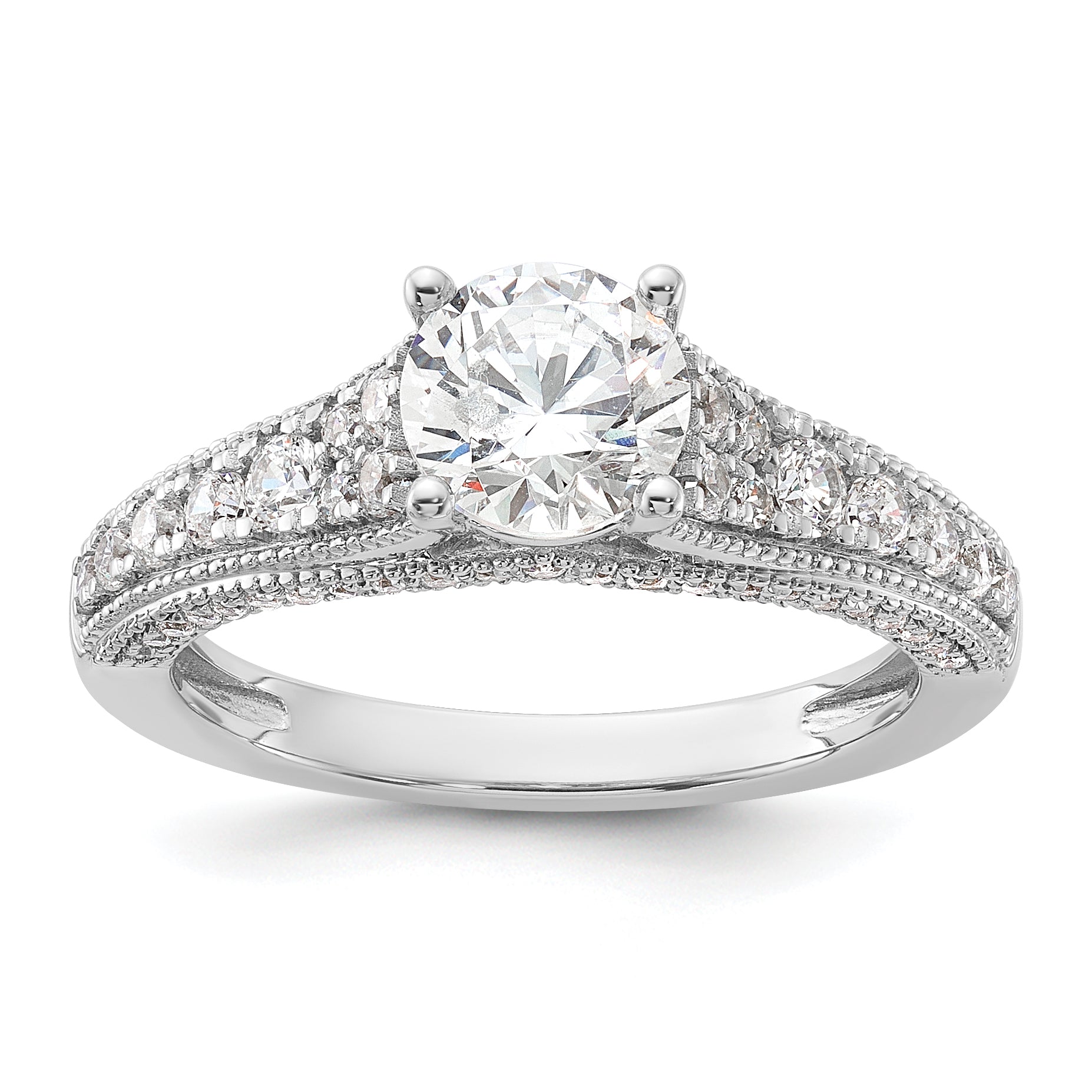 14k White Gold 1 5/8 carat Certified Lab Grown Diamond VS/SI+ G+ Round Complete Engagement Ring Main image