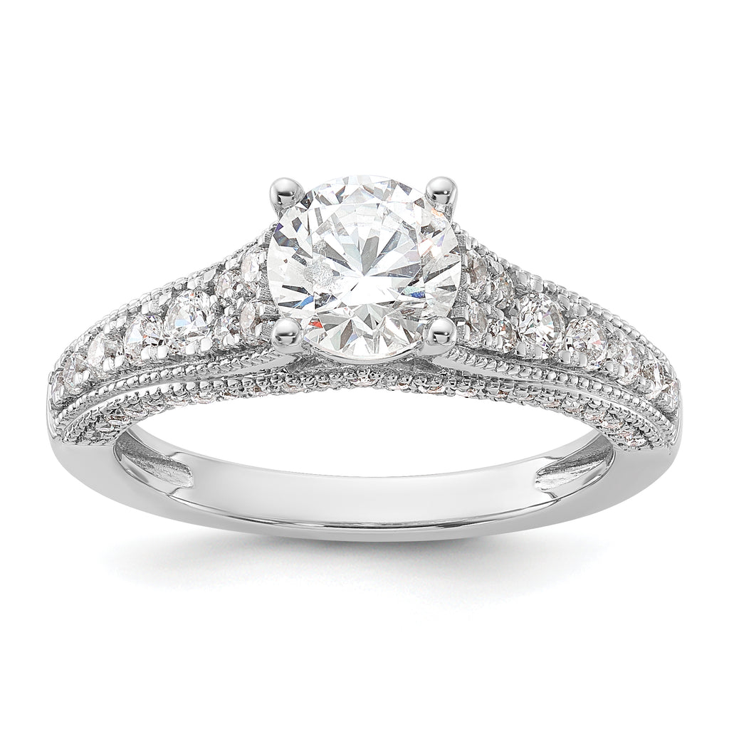 14k White Gold 1 5/8 carat Certified Lab Grown Diamond VS/SI+ G+ Round Complete Engagement Ring